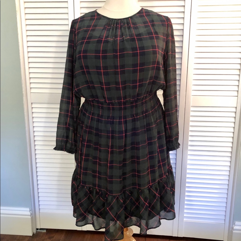 NWT J.Crew Cinched Waist Chiffon Dress. Size 2X